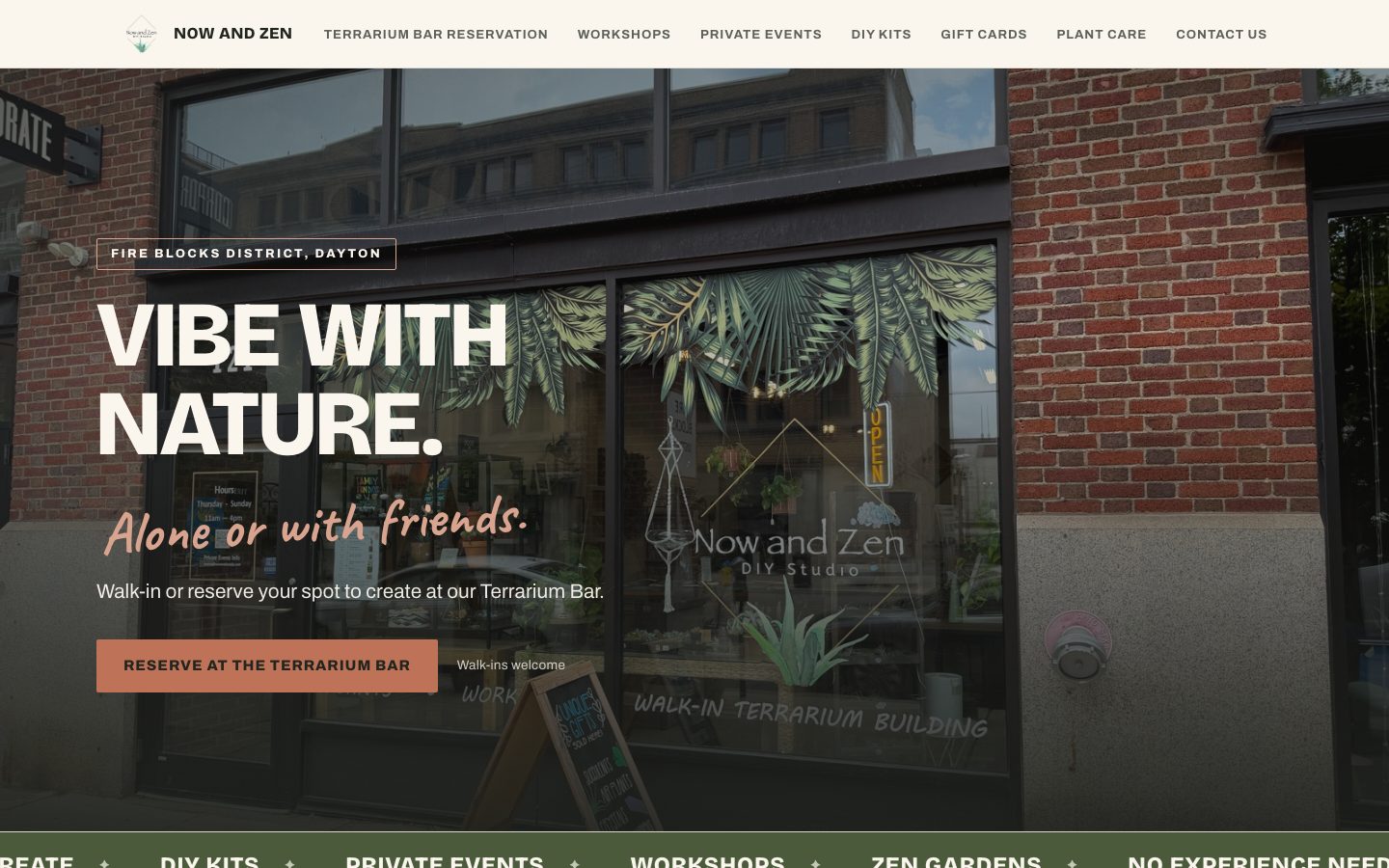The website we built for Now and Zen DIY Studio